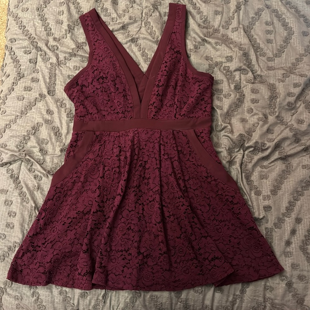 Free People Purple Lace Dress with Pockets Large